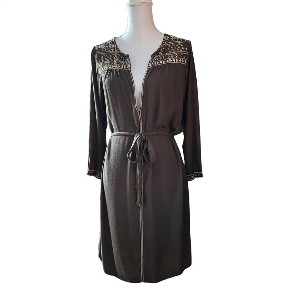 LUCKY BRAND WOMENS BROWN BELTED MIDI DRESS/COVER UP SIZE SMALL